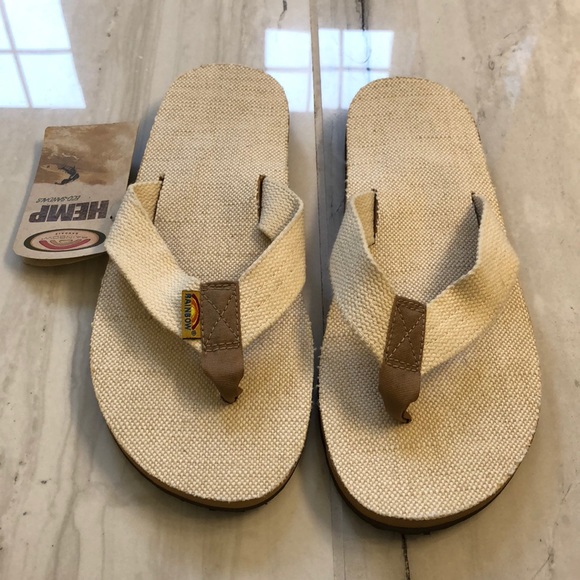 NWT Men’s Rainbow Natural Hemp Flip flops - Picture 1 of 4